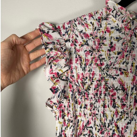 NWT French Connection Verona Floral Ruffle Sleeve Smocked Dress Women's Large - Picture 4 of 9